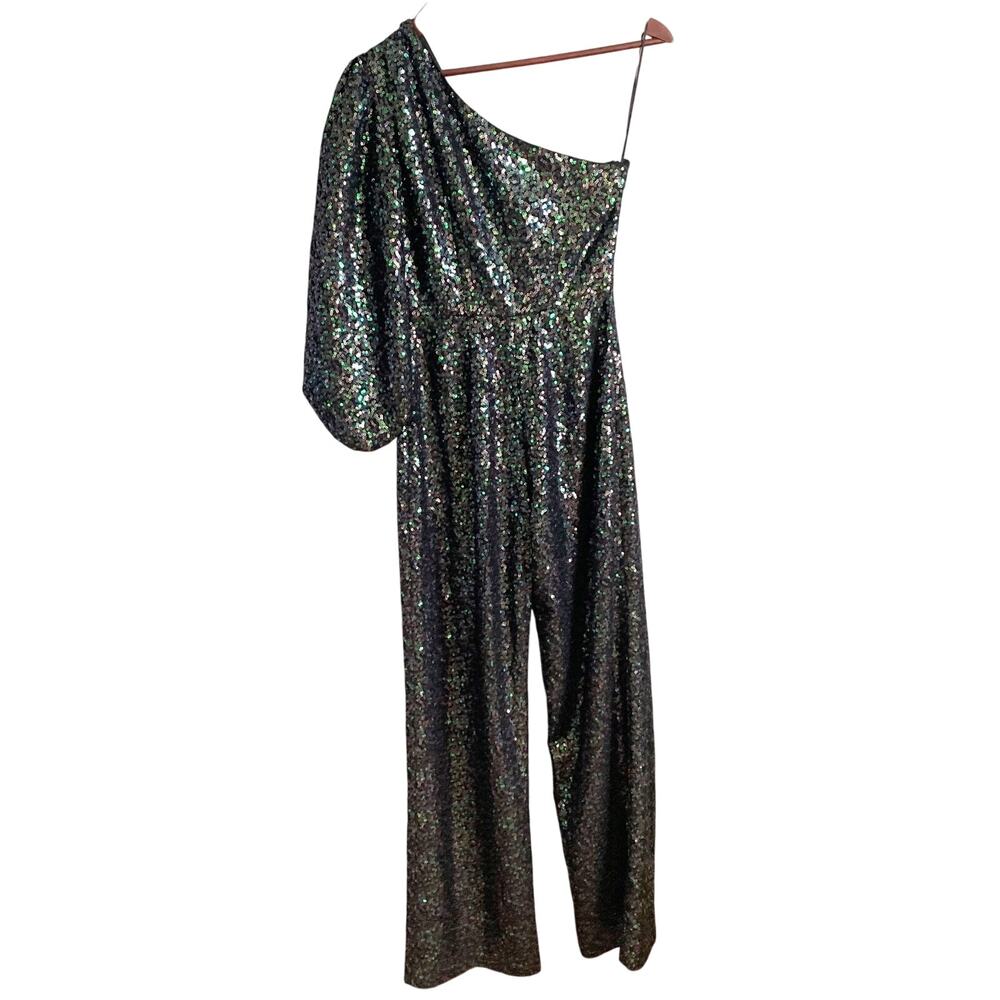 Saloni Sequin All In One Jumpsuit 0 Green Blue NEW - Picture 5 of 7
